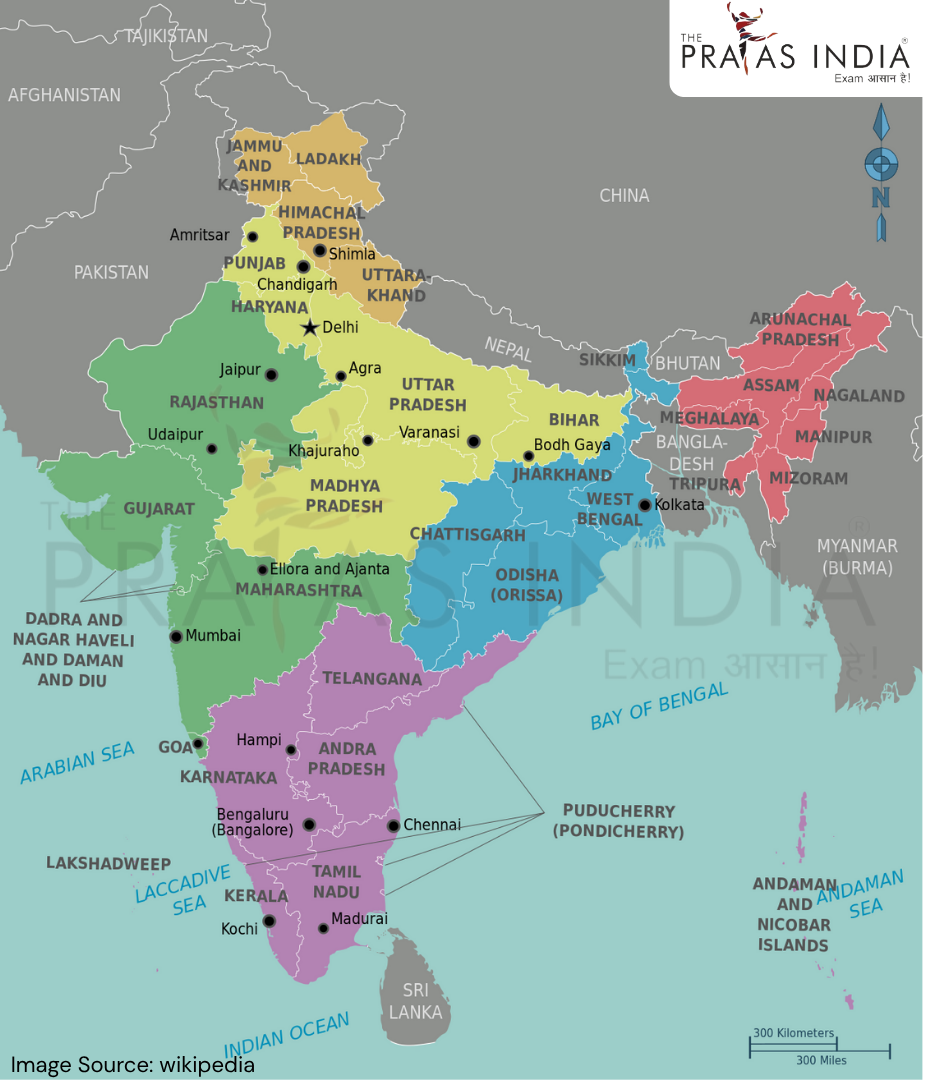 India Maritime Borders and Exclusive Economic Zones Map