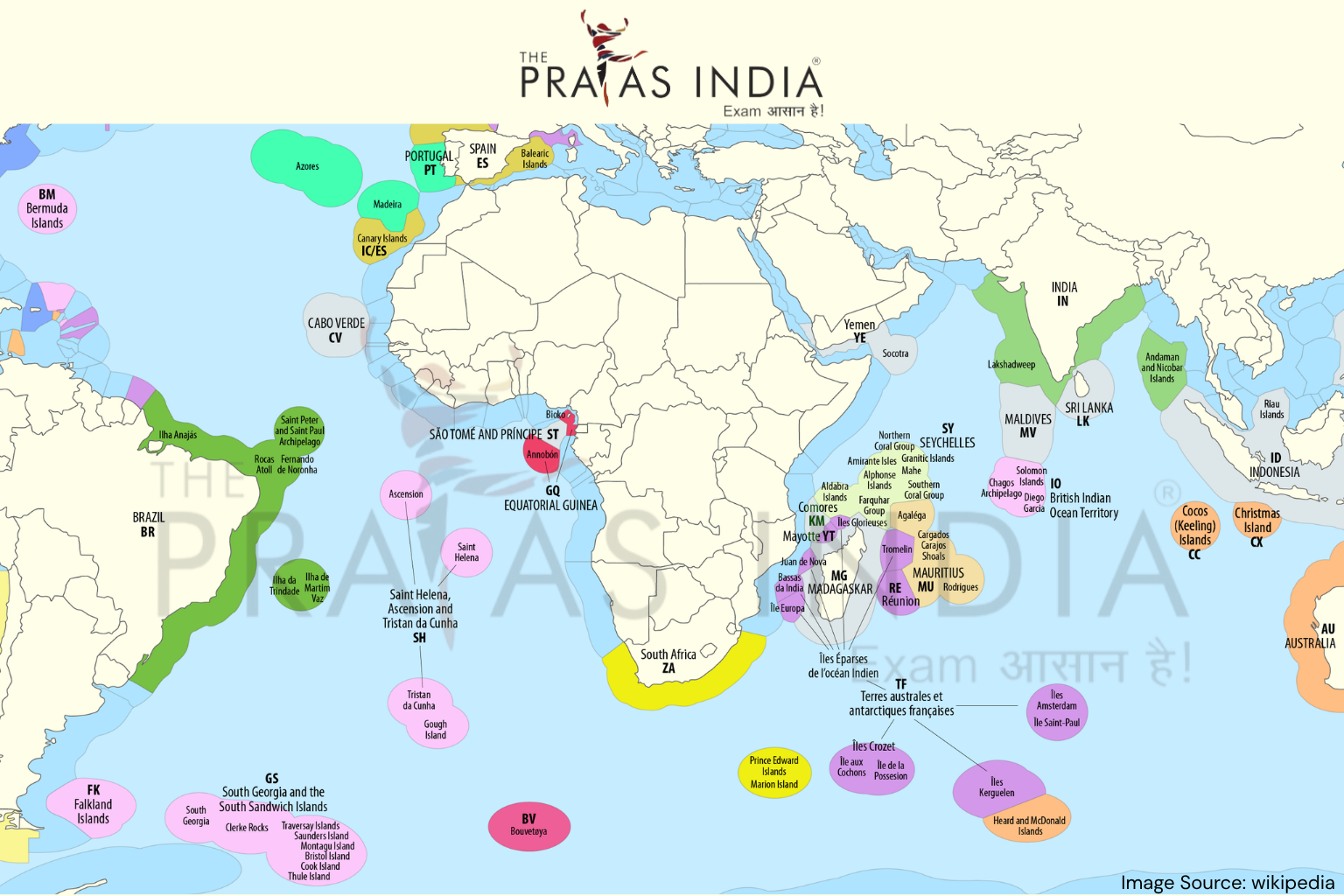 Indias Maritime Borders and Exclusive Economic Zones Map