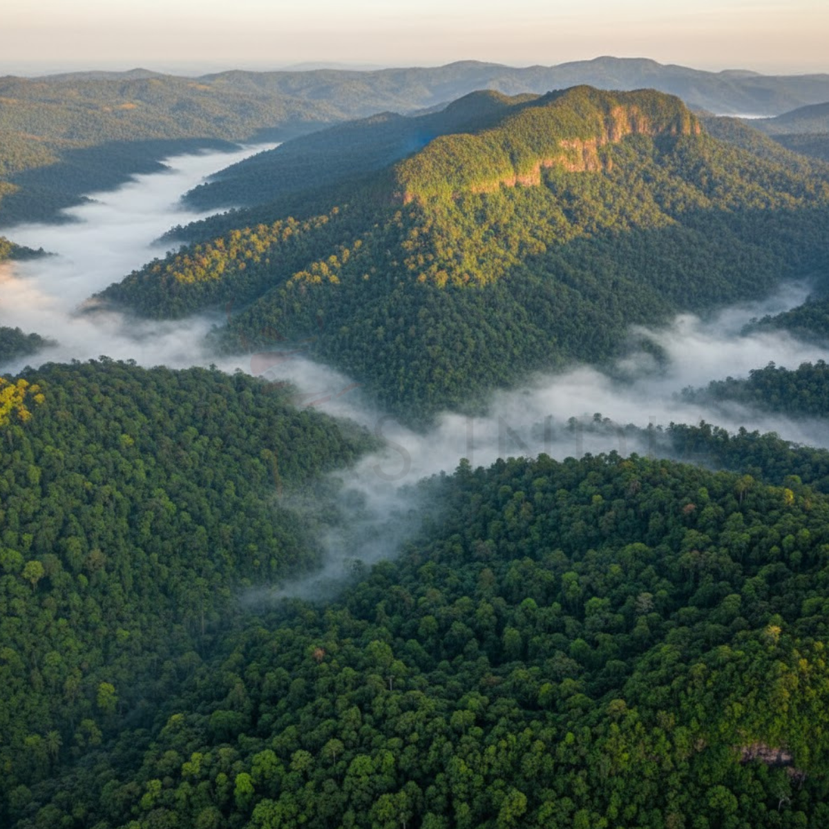 Western Ghats – India’s Ecological Backbone 5 Aerial view of dense green forested hills of the Western Ghats