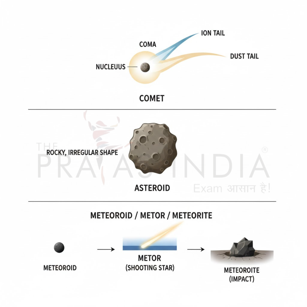 Asteroids vs Meteors vs Comets