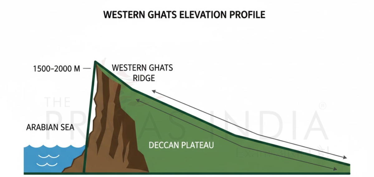 Western Ghats – India’s Ecological Backbone 2 Elevation Profile Diagram