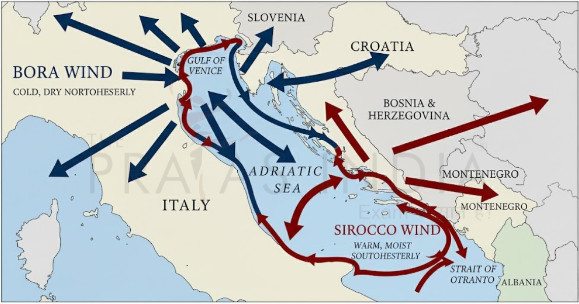 Adriatic Sea Wind System Diagram – Bora Sirocco – The Prayas India