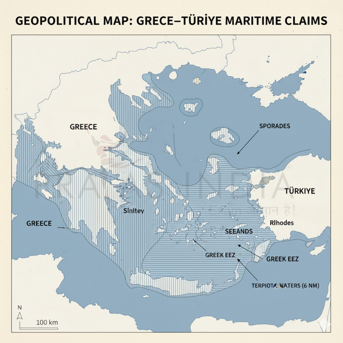 Aegean Sea: Location, Geology, Islands, Geopolitics & Climate Significance 7 Geopolitical map Greece–Turkiye maritime claims 1
