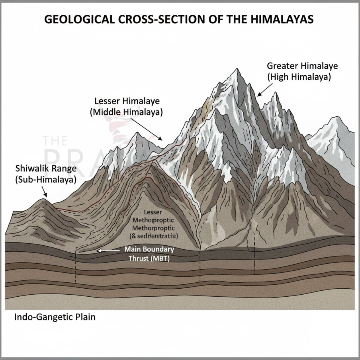 Himalayas Shiwalik → Lesser Himalaya → Greater Himalaya