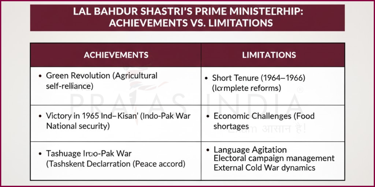 Lal Bahadur Shastri Achievements vs Limitations Evaluation