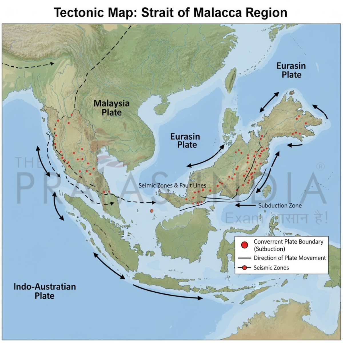 Strait of Malacca Tectonic map