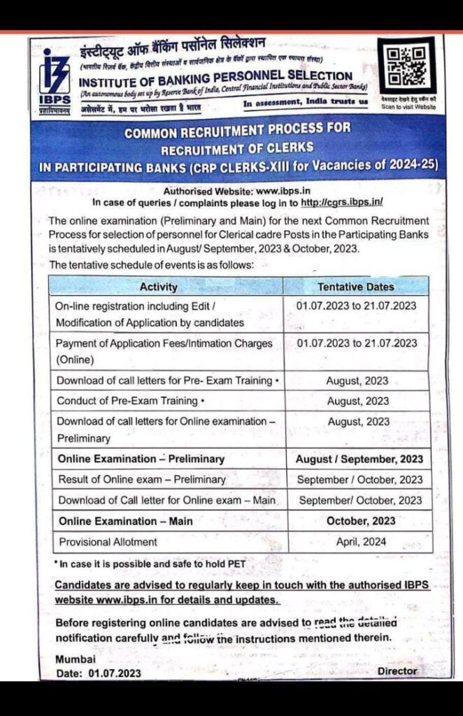 Ibps clerk Notification Ibps clerk Notification