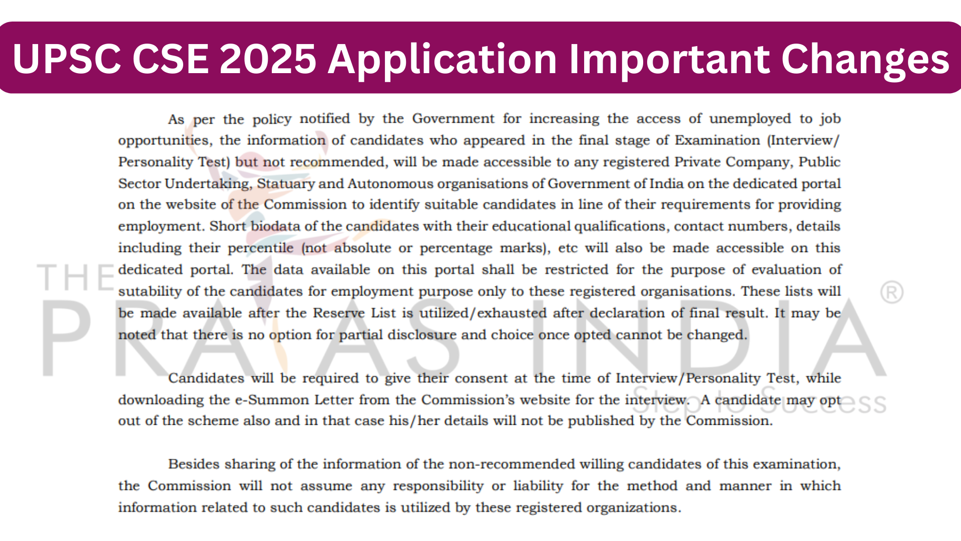 UPSC CSE 2025 Application Important Changes