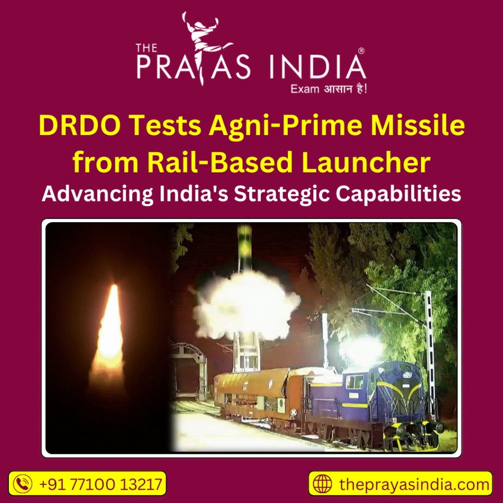 DRDO Tests Agni-Prime Missile from Rail-Based Launcher