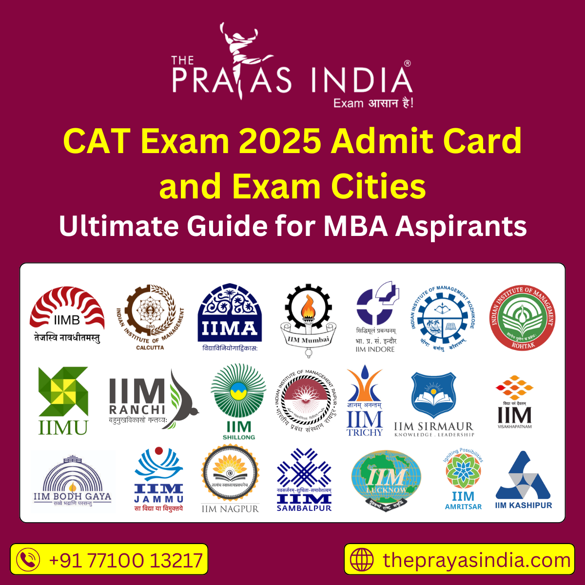 CAT Exam 2025 Admit Card and Exam Cities - The Prayas India