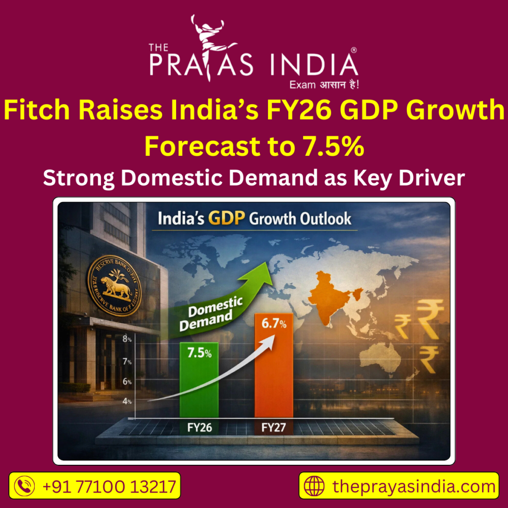 Fitch Raises India’s FY26 GDP Growth Forecast to 7.5%
