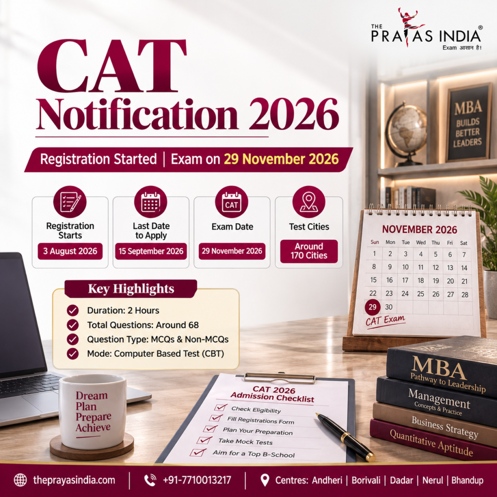 CAT Exam Notification 2026 Best CAT Coaching in Mumbai The Prayas India