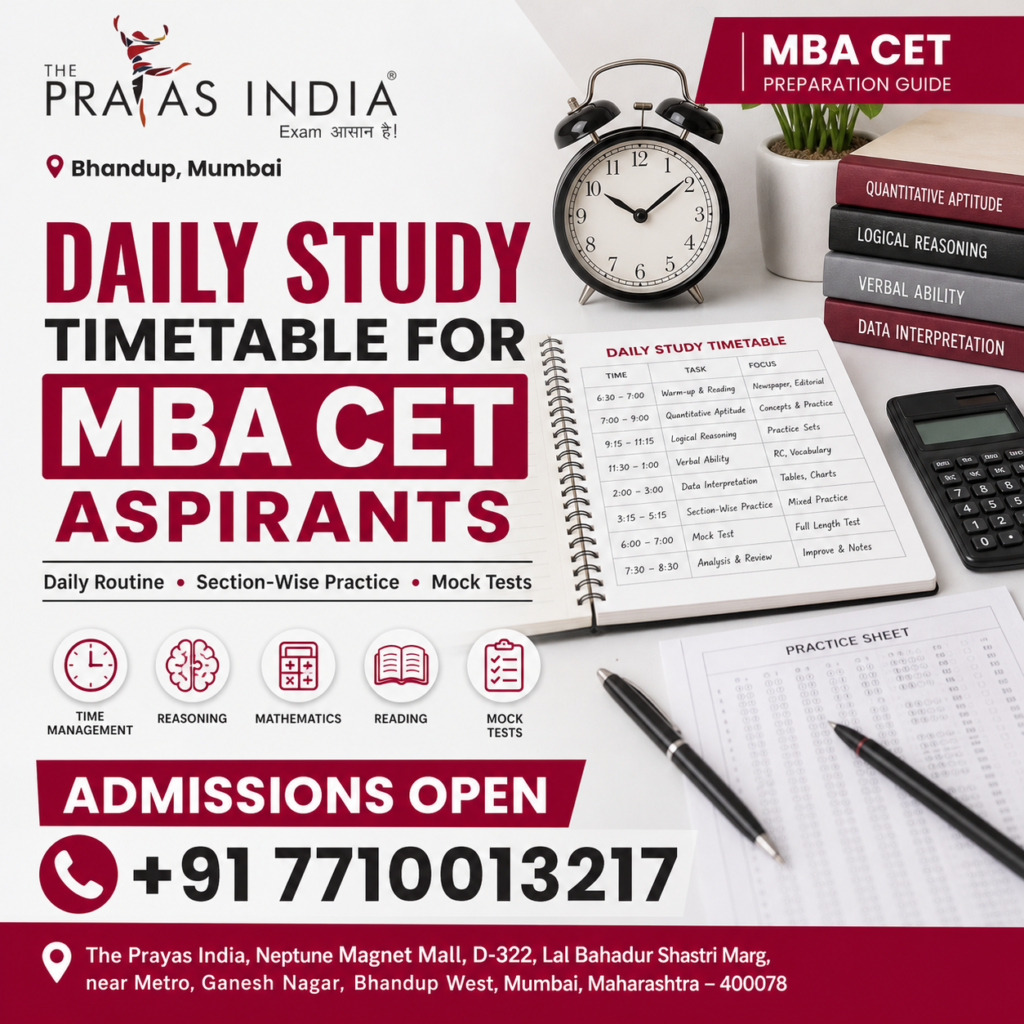 Daily Study Timetable for MBA CET Aspirants